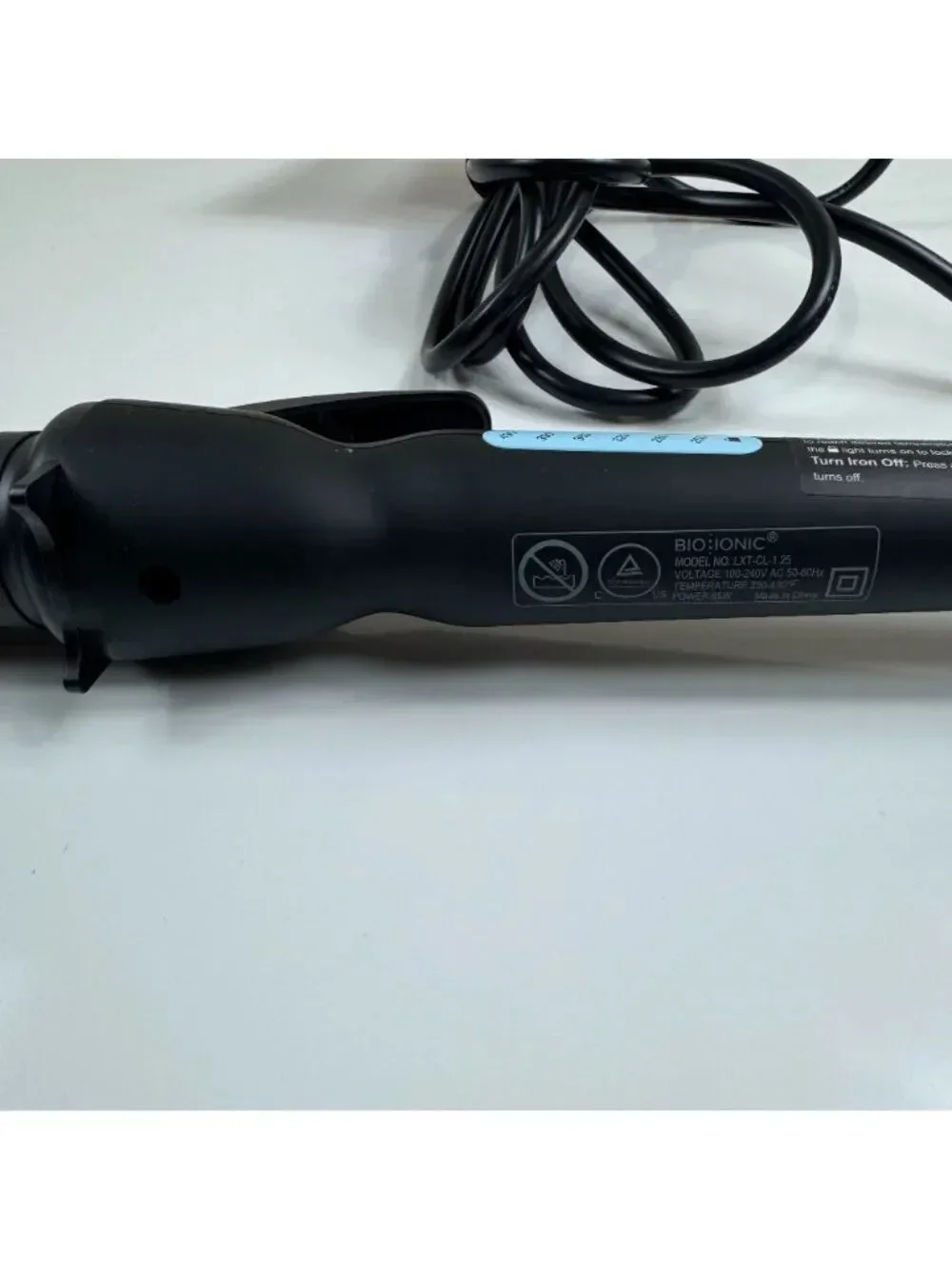 BIO IONIC Long Barrel Curling Iron Styler 1.25-Inch Black Nanoionic Beachy Waves
